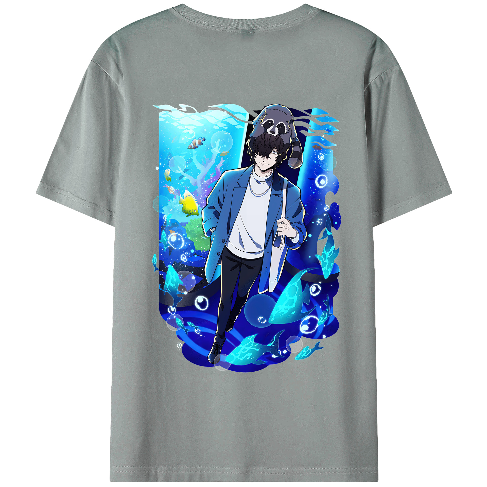 （画像用） 文豪ストレイドッグス Bungo Stray Dogs 綿100％ メンズ半袖Tシャツ（バックプリント） 通気性